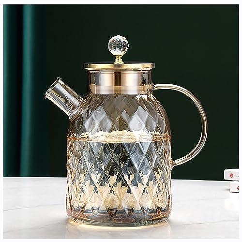 Théière en verre pour cuisinière et micro-ondes, théières en verre avec couvercle en bambou, théière pour feuilles en vrac et thé en fleurs et thé aux fruits, bouilloire artisanale pour thé aux fruits