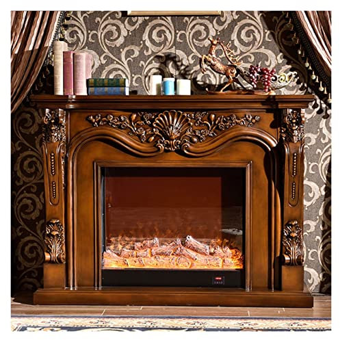 Freestanding Electric Fireplace Electric Fireplace Insert Firebox Burner Fireplace Set Wooden Mantel With Artificial LED Optical Flame Decoration Chimney Electronic Decorative Fireplace (Color : Brow