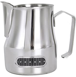 ESOUY Pichet à Lait 500 ml/700 ML en Acier Inoxydable, pichet à Mousse, Tasse à Fleurs, café, mousseur à Lait, Latte, Outil en Mousse de Lait, cafetière, pichet à Sauce (Couleur : température -500