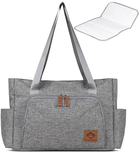 Micu Micu Sac à Langer Bébé, Organisateur Poussette avec Matelas à Langer pour Bébé, Grande Capacité, Sac Poussette Imperméable, 50x14x30 cm (Gris)