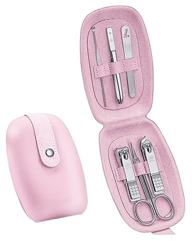 Set tagliaunghie Set manicure da 6 pezzi for donne e ragazze, kit tagliaunghie, strumenti for tagliare le unghie in acciaio inossidabile Kit portatile da viaggio for toelettatura con elegante custodia
