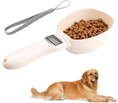 Hojalis Cuchara Medidora Digital para Mascotas, Balanza de cuchara digital de precisión, Báscula de Comida para Mascotas con Pantalla LCD, Cuchara Dosificadora de Comida para Perros