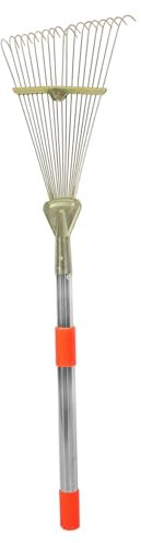 Happyyami Rastrillo De Jardín Retráctil De 18 Dientes Para Césped, Herramienta De Jardinería Mango De Acero Inoxidable De 80 Cm, Rastrillo Multifuncional Para Hojas y Cultivo, Adecuado Para Paisajismo