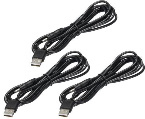 sourcing map USB to DC Power Cable 2 M USB to DC 4.0mm x 1.7mm 5v Power Cord Black for Mini Fan Camera Mobile Phone Tablet Devices 3 Pcs