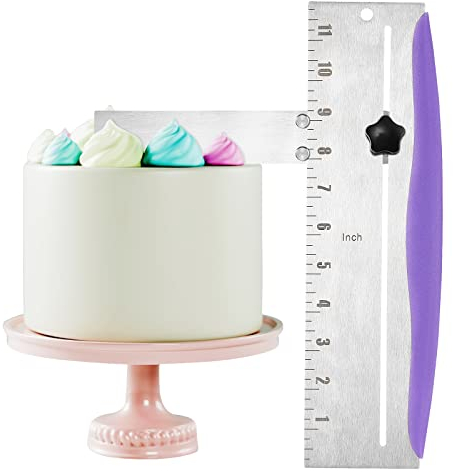 SuerZaro Stainless Steel Cake Scraper, Adjustable Cake Scraper Smoother, Leveler and Smoother, Kitchen Icing Spatula, Cake Bench Scraper Perfect Tool for Icing, Frosting, Cream Edge, 12 Inch