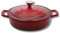 ELO 3082826 cocotte en fonte émaillée basse antiadhésive avec couvercle, rouge cerise, passe au four, marmite tous feux, faitout induction 28 cm 3L