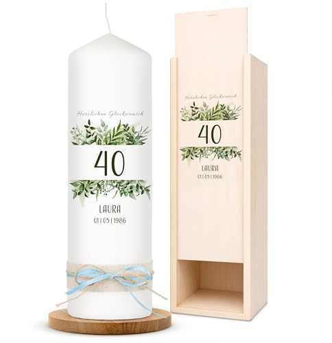AMARI ® Geburtstagskerze personalisiert - Happy Birthday Kerze (002.05.01) - Personalisierte Kerzen - Geschenk - Kerze mit Namen - Kerze Geburtstag, 16. 18. 20. 21. 30. 40. 50. 60. 70. 80. 90. 100.