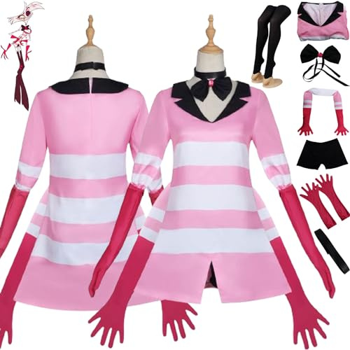 bbganlian Anime Hazbin Hotel Angel Dust Disfraz de cosplay Alastor Charlie Morningstar Uniforme Set Completo Halloween Carnaval Fiesta Traje de Vestir para Mujeres