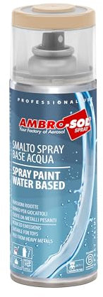 Ambro-Sol Smalto Spray a Base Acqua, a Basse Emissioni, Ritocco per Metalli, Legno, Vetro, Ceramica e Plastica, Conforme EN 71-3, Colore Bianco Perla RAL 1013, 400 ml
