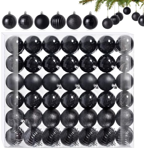 42 Stück Kleine Weihnachtskugeln Schwarz 6 Verschiedene Design Kunststoff Christbaumkugeln 3 cm Mini Weihnachtskugeln Plastik Christbaumkugeln Tannenbaum Weihnachtsbaumschmuck Kugeln