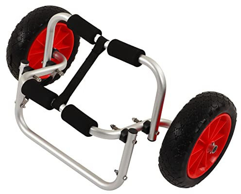 Hiraith Kajak-Trolley, Luftfahrt-Aluminium, Boot, Kajak, Kanu, Wagenträger, 25 cm Durchmesser, PU-Rad, Verstellbar, Zusammenklappbar, Bootsträger, Wagenzubehör