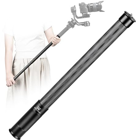 FANAUE Gimbal Extension Pole Carbon Fiber Extension Monopod Pole Stick with 1/4 Screw, 2 Section Universal Rod for Tripod Compatible with Digtital Camera Smartphone Long Selfie Tick Length is 14-25