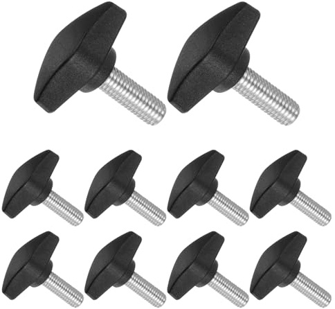 CoCud Tornillos Mariposa Forma T Rosca Macho M8 X 20mm Perno Sujeción 10pcs | Plástico Con Rosca Palomillas Mano Para Agarre (Aplicaciones tornos maquinaria)
