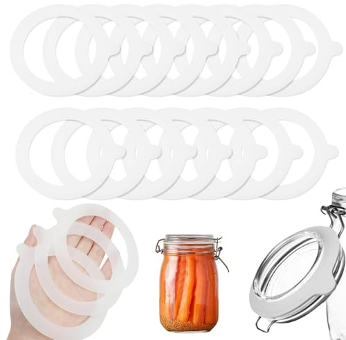 TXXATX 15 Piezas Junta de Silicona de Repuesto Blanca 69x95mm Anillos de Goma para Conservas Sellos de Silicona Reutilizable para Tarros de Conservas Tarros de Boca Ancha Tapas