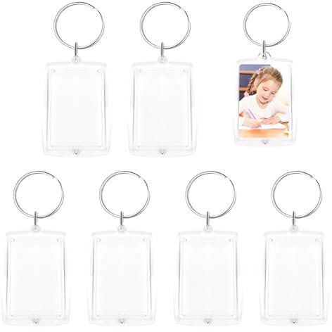 Lot de 6 Porte-Clef Personnalisable Photo,Porte-Clé Personnalisé,Porte-Clés Personnalisables,Transparent Plastique Porte-Clef Photo,Porte-Clé Photo Personnalisé,Porte-Clés Personnalisée