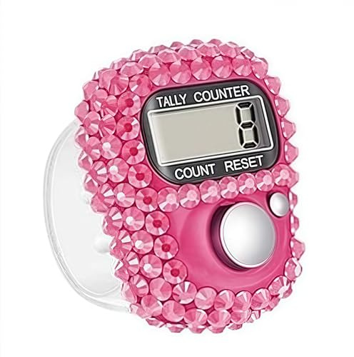 Electronic Finger Tally Counter Clicker Counter,Convenient Portable Digital Display Tally Counter,Resettable Mini Lap Counter for Golf Goods Counting Accessories,Track and Field Lap Counters (pink)