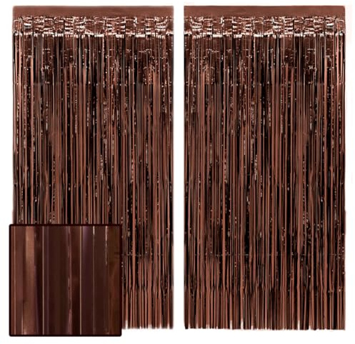 xo, Fetti Brown Party Curtain - Set of 2 | Espresso Martini Fringe, Bachelorette Decorations, Cute Birthday Photo Booth, Party Backdrop, Bday Supplies