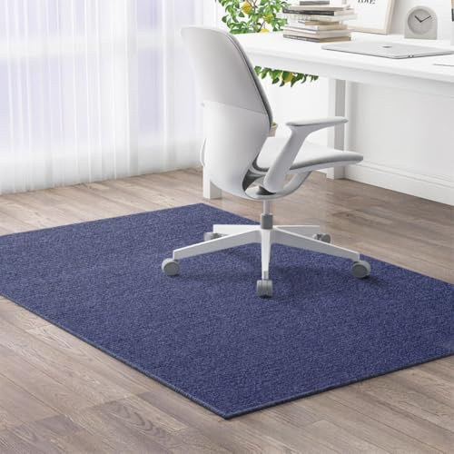 Highdi Alfombrilla para Silla de Oficina, Protector Suelo Silla Ruedas Antideslizante Resistente a los Arañazos, TPE Alfombrilla de Protección para Suelos Duros (Azul Marino,90x150cm)