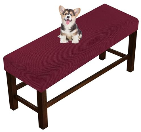 Esszimmer-Bankbezüge Universal, Weiche Bezug Für Esszimmerbank, Dehnbar Bezug Für Fußhocker Bank Sitzbank Hocker Husse Flurbank Stuhlhusse Sofabank Bezüge(Wine red,M:140-160cm/56-63)