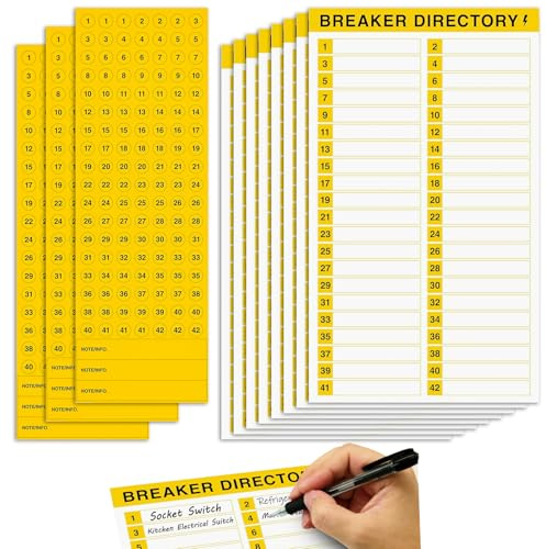 7Pcs Katalog-Aufkleber, 3Pcs Wasserfeste Leistungsschalter Nummernaufkleber | Sicherungskasten Beschriftung, Schaltkasten-Etiketten, Wiederverwendbare Selbstklebende Elektrische,Blatt Schalttafel Panel