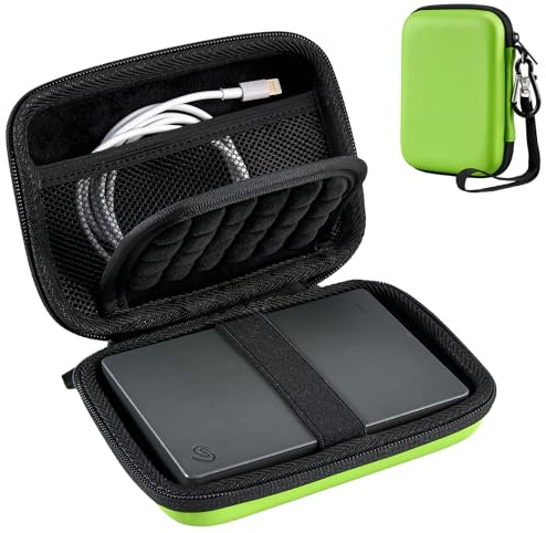 ProCase 2,5 tum extern hårddiskväska, väska och fodral för hårddisk, kompatibel med UnionSine, Seagate, Toshiba Canvio Partner, WD, Samsung SSD, universellt skyddsfodral - grönt