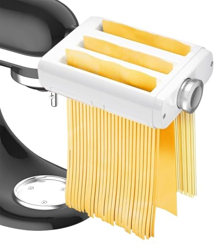 hzexun 3 in 1 Pasta Attachment for KitchenAid Stand Mixer, Noodle Maker Kitchen Aid Mixer Accessories Pasta Sheet Roller, Spaghetti Cutter, Fettuccine Cutter Maker Accessories