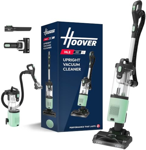 Hoover HL2 Pet Upright Vacuum Cleaner 2-in-1 Lift Away, 850W [HL210PTG] | Corded Bagless 2-in-1 Vacuum Upright & Handheld, 2.5L Large Bin, Anti-twist Hair Wrap, LED, Includes Pet Brush, Pastel Green
