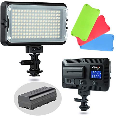 VILTROX VL-162T CRI95+ LED Video Light, Portable Camera Photo Light Panel Dimmable for DSLR Camera Camcorder with Battery, Charger, High Brightness, 3300K-5600K Bi-Color, White Filter and LCD Display