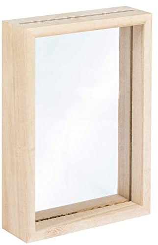 Rayher Cornice In Legno con Doppio Vetro Acrilico, da Appoggiare, Legno Naturale Non Trattato, 11.5 x 16 x 3.5 cm, da Personalizzare e Colorare, 62839505