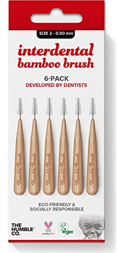 THE HUMBLE CO. - Bamboo Interdental Brush - Size 2-0.5 mm - Developed by Dentists - Designed in Sweden - Sustainable & Reusable - Vegan & Cruelty-Free - Eco-Friendly Packaging - 6p