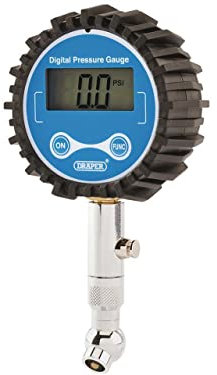 Draper Digital Tyre Pressure Gauge with Flexible Hose | 65mm Easy to Read Reading Gauge | Car Tyre Pressure Gauge | 91348