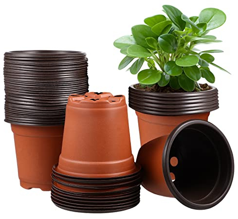 Hemoton 50 stycken plastblomkrukor odlingskrukor 12 cm ytterkruka suckulenter fröplantor planteringskruka andas inomhus och utomhus trädgård rum växthus