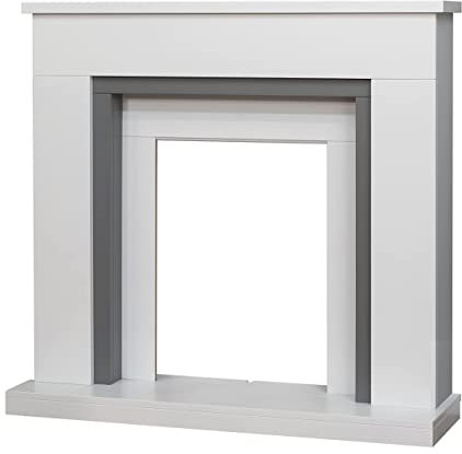Adam Milan Fireplace in Pure White & Grey, 39 Inch