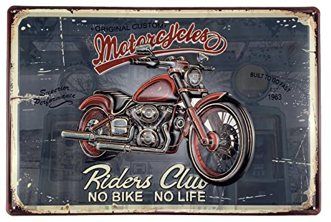 Crispe XXL 3D Blechschild Motorrad - 45 x 60 cm - geprägt, aus Metall, rostfrei, retro, Vintage-Design, Geschenk-Idee für Biker
