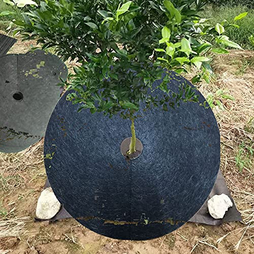 BYNYXI 10PCS Gartenfliesen Unkraut, Rund Grasfestes Tuch Gartenvliese Abbaubar Unkrautschutzvlies Unkrautgewebe UV-Stabilisierung Abdeckvlies Wasserdurchlässig Unkrautfolie, gegen Unkraut,52cm