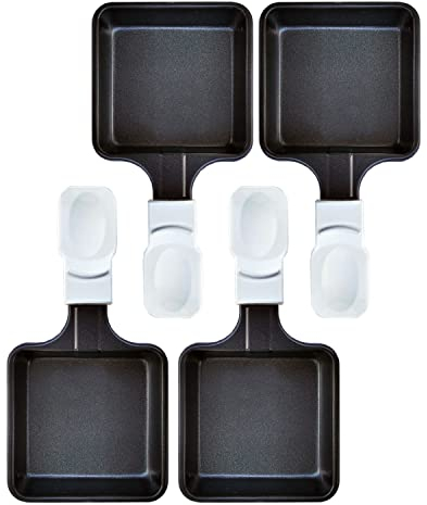 Kosmosta Non-Stick Coated Mini Iron Grill Cheese Pan Melting Accessories, 4PCS White color, Square Shape, Raclette Dishes, Raclette Pans
