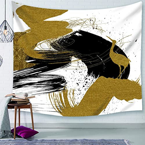 EHOMERY Wandteppich Für Die Decke Wanddekoration Dachschräge Gold Einfache Geometrische Kunstgoldfolie Wandbehang Teppich Wanddeko Wandschmuck Wandbehang Groß Wanddekoration 118X102 Inches