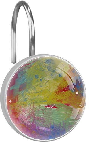 Ganci per tenda da doccia ad acquerello, doppi anelli per tenda da doccia, anelli per tenda da doccia, set di 12