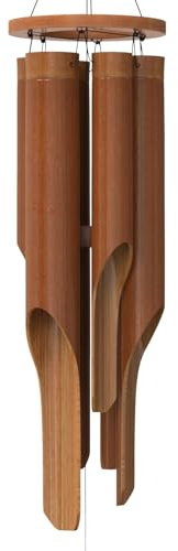 Nalulu Classic Bamboo Wind Chimes - Outside Outdoor Wood Wooden Windchimes, Medium, Handcrafted with Calming Deep Tones, Ideal Home Decor or Gift for Any Occasion