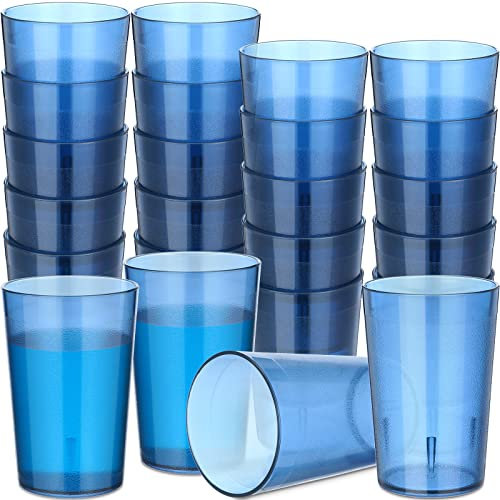 Meanplan Lot de 48 gobelets en plastique de qualité restaurant de 236,8 g, résistants à la casse, réutilisables, empilables et incassables pour café, fête et restauration (bleu)