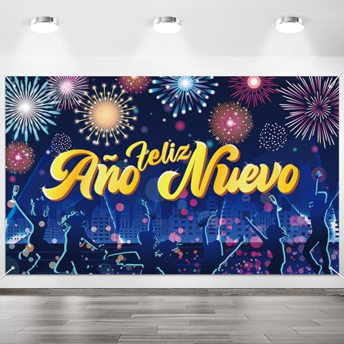 DPKOW Decoración Nochevieja 2027 Pancarta Feliz Año Nuevo Decoracion Fin de Año 2027 Nochevieja Fondo Decoración de al Aire Libre, Tela Grande Happy New Year 2027 Pancarta Fuegos Coloridos, 185*110cm