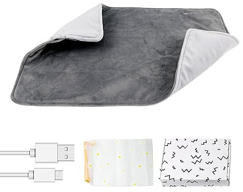 CJBIN USB Heat Pad, Fast Electric Heat Pad, Heated Blanket, Heat Pad with Storage Bag, for Period, Back Neck, Shoulder and Legs, 30x60cm, Gray