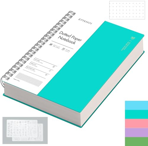 EMSHOI A4 Notebook Bullet Dotted Journal - 300 Pages Wirebound Spiral Notepad, 100gsm Dot Grid Paper, Waterproof Softcover, for Women Men Work Office School Writing, 21.5 x 27.9cm, LightBlue