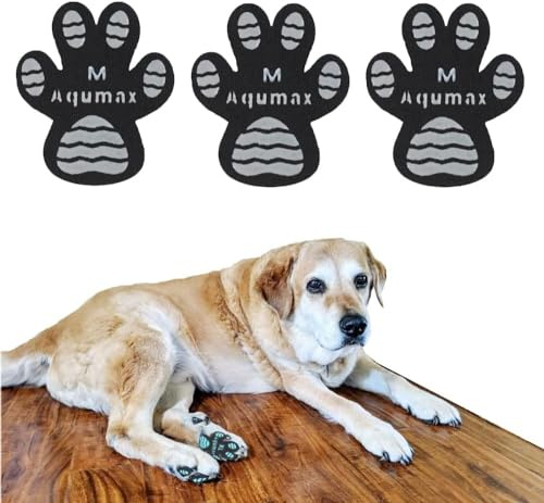 Aqumax Dog Paw Protector Non-Slip Gripper Traction Pads,Walk Assistant for Senior Dogs,Foot Stickers for Hardwood Floors,Dog Shoes Booties Socks Replacement,12 Sets (48 pcs) M Black