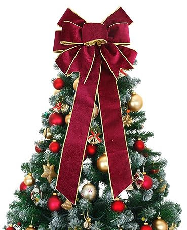 Asudaro Fiocchi Natalizi in Velluto Rosso per La Decorazione Dell'Albero di Natale Nastro con Fiocco per Albero di Natale Ornamenti con Nodo A Fiocco Grande 60 Cm per Finestre, Scale, Feste