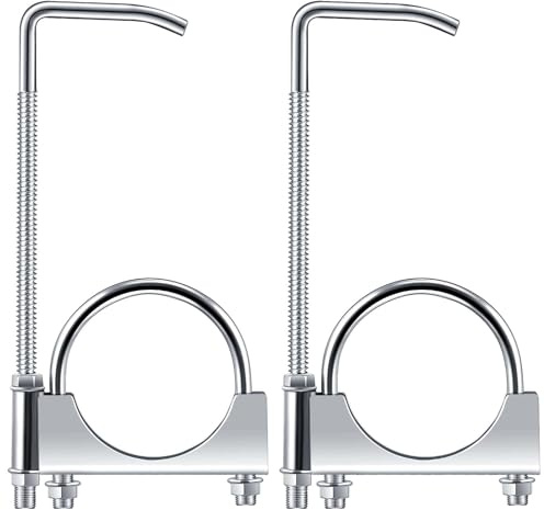 Datanly 2 Pcs 2.25 Inch Universal Exhaust Clamp with Hanger, Made of Heavy-Duty Clamp with Rear Muffler Hanger Exhaust Pipe for Cars, Trucks Pipes