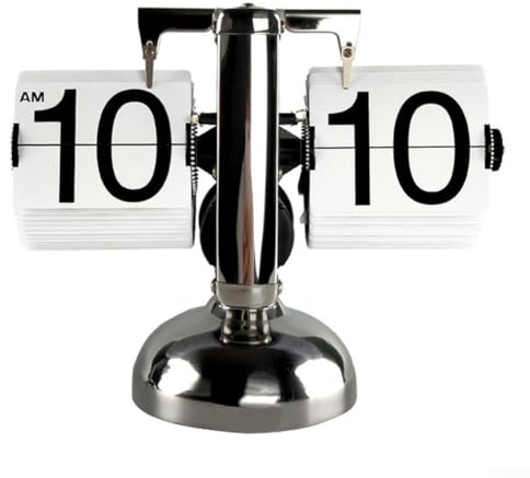 PETSTIBLE Schreibtischuhren, Vintage-Stil, Flip-Seitenuhr, automatisches Umblättern der Seite, Quarz-Uhren, Bürodekoration (weiß)