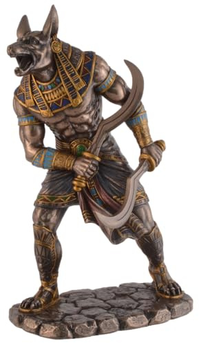 VOGLER Joh. Vogler GmbH Anubis Egyptian God of the Dead with Sickle Swords, Hand Bronzed/Coloured, by Veronese