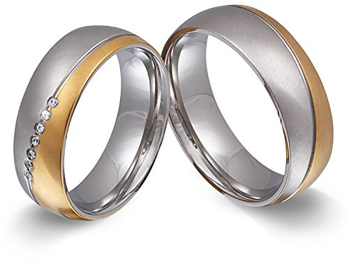 Juwelier Schönschmied - Unisex Partnerringe Trauringe Freundschaftsringe Eheringe Chiswick Edelstahl Zirkonia 52-52 172HDac - Kostenlose Wunschgravur mit AMAZON KONFIGURATOR online gestalten!