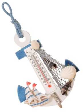 VINTORKY Thermomètre Décoratif Crochet Mural Solide en Bois Style Méditerranéen Plage pour Décoration Murale Intérieure et Extérieure Plusieurs Styles